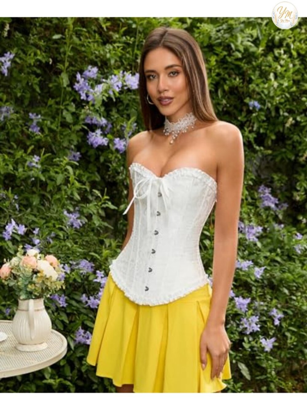 Lace Corset Top Bustier Shapewear Bodysuit Push Up Waist Cincher - Picture 3 of 6